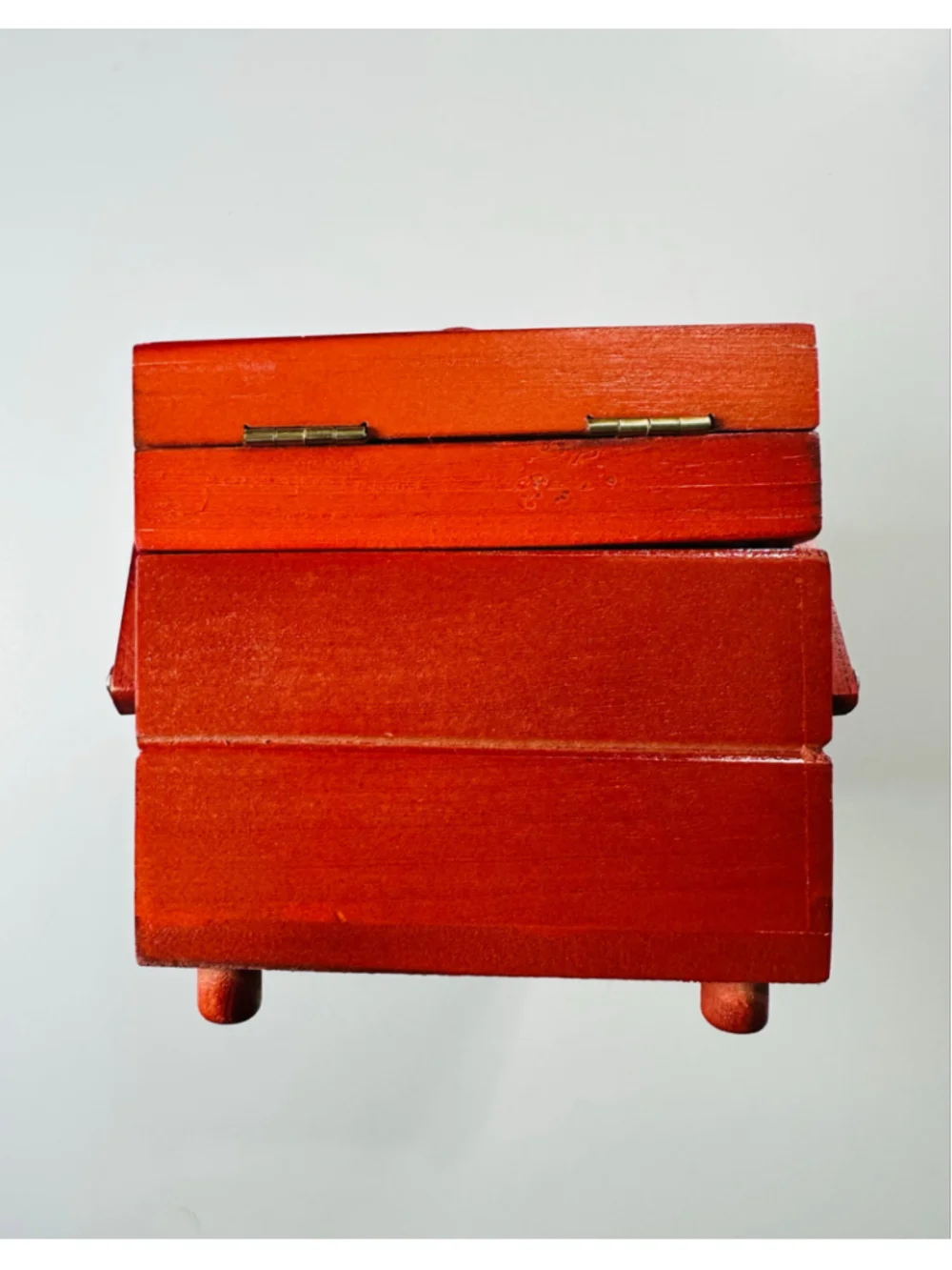 Mini Red Wooden Accordion Sewing Box Craft Organizer